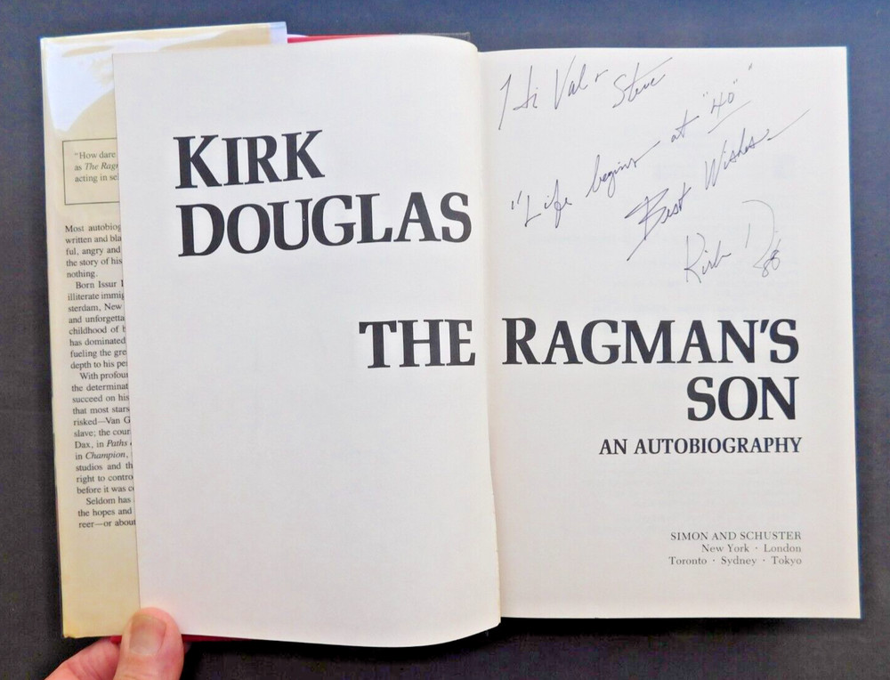 *SIGNED* Hollywood memoir KIRK DOUGLAS 1988 Life photos RAGMAN’S SON 510 pages