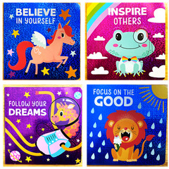 Believe, Focus, Follow, Inspire Sparkly Children’s Board Books YOUR CHOICE NEW!