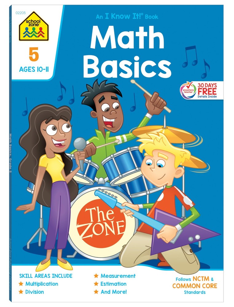 School Zone Math Basics 5 Workbook: 64 Pages, 5th Grade, Division, Order of…