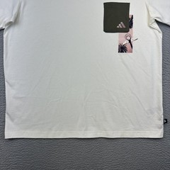 Adidas Shirt Men XL Off White MT Lens Pocket Graphic Loose Fit Cotton Basketball
