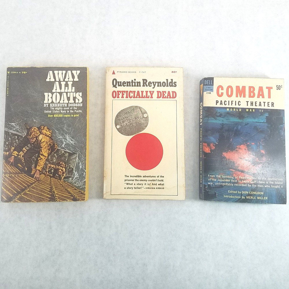 WWII American Military in the Pacific Lot of 3 Vintage Paperbacks – Titles Below