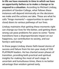 Hinge Moments : Making the Most of Life’s Transitions by D. Michael Lindsay