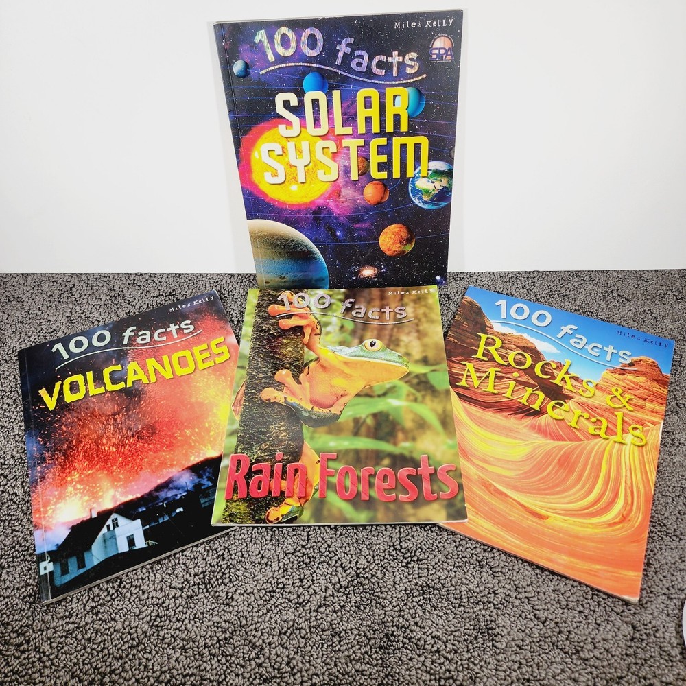 100 Facts Large Picture Book Lot 4 Miles Kelly Ages 7-11 Grades 1-5 Homeschool