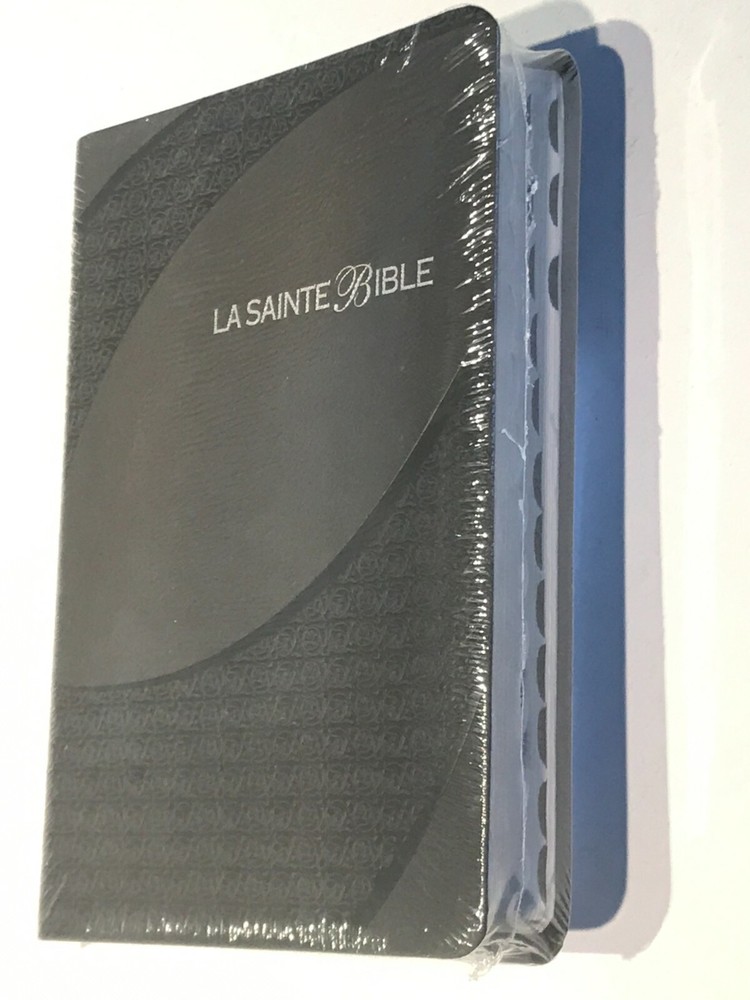 French Bible LARGE PRINT, Compact, Segond 1910 Grey Imitation Leather Red Letter