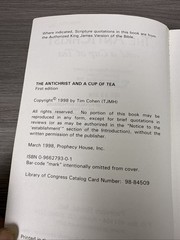 THE ANTICHRIST AND A CUP OF TEA Tim Cohen 1st Edition PB 1998 Conspiracy