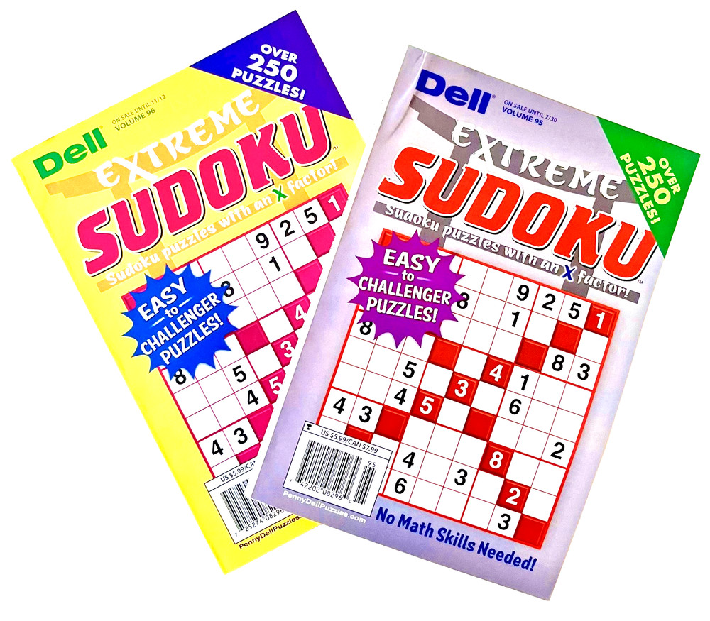NEW Lot of 2 Penny Press Dell Sudoku EXTREME Puzzle Books Easy To Challenging