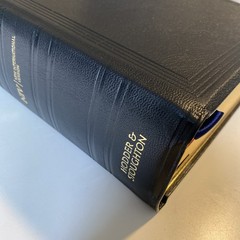 LARGE Holy Bible NIV – Black Morocco Leather Lectern Bible with Box – 1986