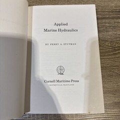 RARE Vintage Applied Marine Hydraulics by Stutman, Perry A. 1988 Hardcover
