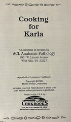Cooking Wit Karla ACL Anatomic Pathology West Allis WI 2004 Cookbook Recipes