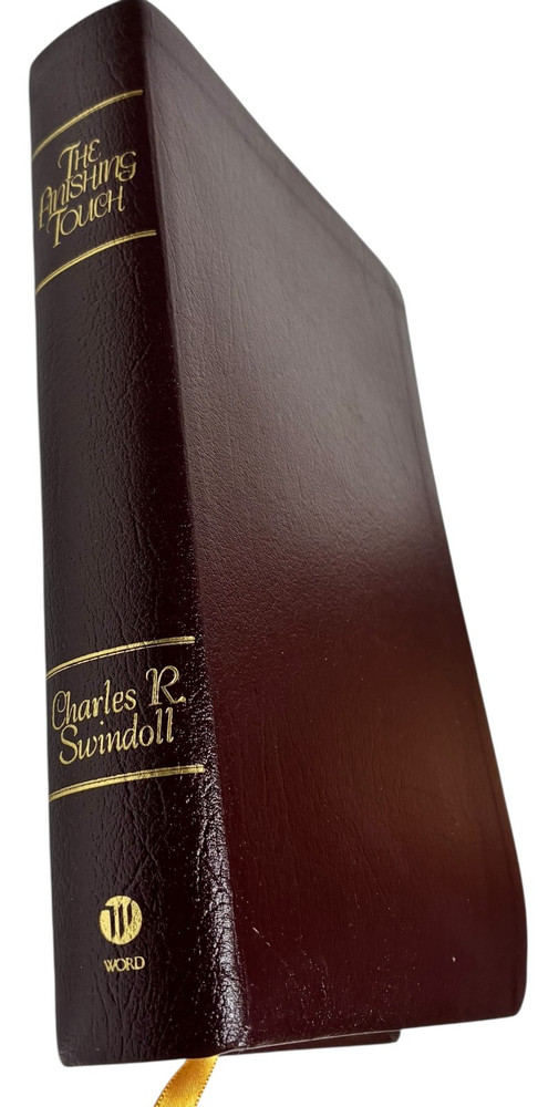 The Finishing Touch Daily Devotional Charles R. Swindoll Burgundy Leather EUC