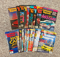 Lot of 19 Consumer Reports Annual Auto Issue 1980’s, 1990’s & 2000’s Issues