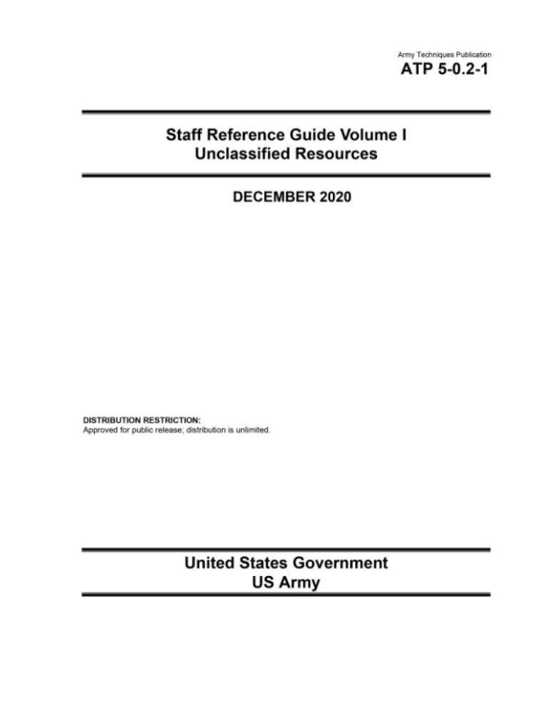 Army Techniques Publication ATP 5-0.2-1 Staff Reference Guide Volume I