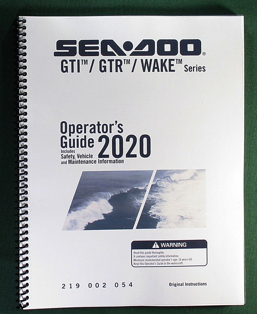 2020 SeaDoo GTI / GTR / WAKE Series Operator’s Manual w/ Protective Covers