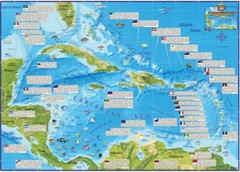 Caribbean Sea Wall Map Laminated Poster
