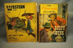 6 vintage old worn Western action paperback books novel classics Zane Grey etc.