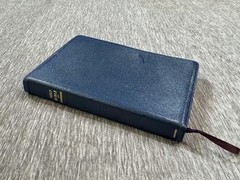 Vintage Holy Bible KJV Oxford Blue Morocco Leather Concordance Pocket Size Silk