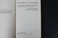 Playwrights on Playwriting Cole 1963 Drama Theory Anthology Hill & Wang PB ~VG