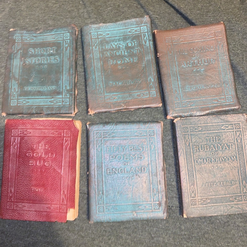 Lot Of 6 Little Leather Library Book Vintage Classics Poe Fitzgerald Tennyson