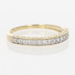 .18ctw Diamond Pavé Milgrain Scroll Wedding Band Ring 14k Yellow Gold Size 6