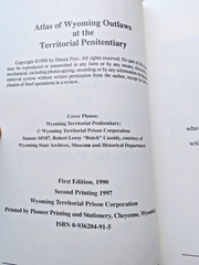 Atlas of Wyoming Outlaws at the Territorial Penitentiary by Elnora L. Frye 1990