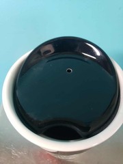 Starbucks 12 oz Ceramic Tumbler/Coffee Mug With Lid, Black & White Hearts, 2015