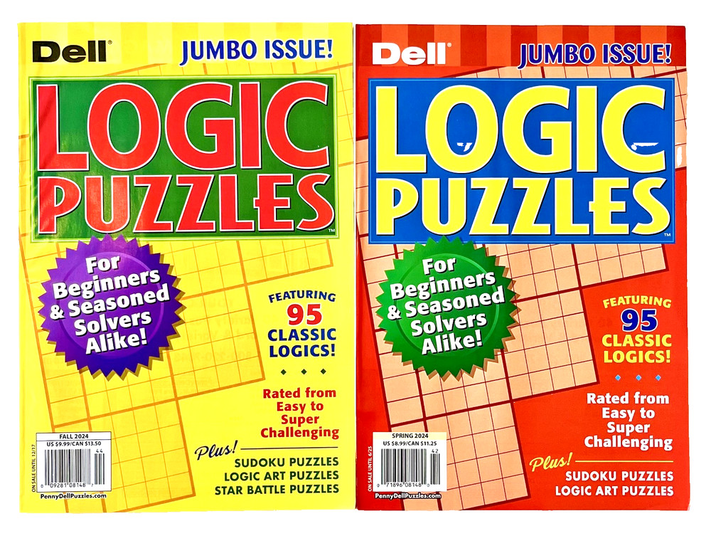 NEW 2 Penny Press Dell Logic Problems Puzzles Beginner-Expert Levels 95 In Each!