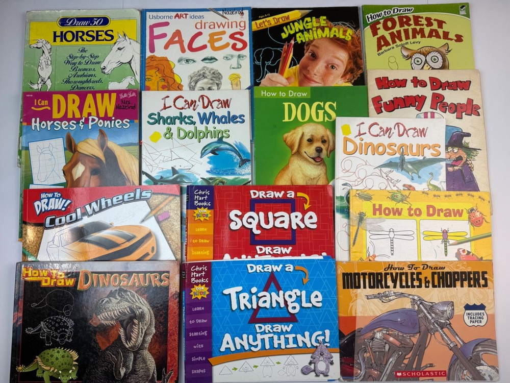 Lot 15 Drawing Books for Kids How to Draw Sketch ART Teacher Animals Horses Cars