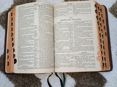 HOLY BIBLE King James KJV National Bible Press Brown THUMB INDEX Words In Red
