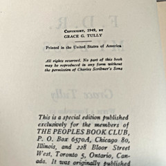 F. D. R. My Boss (1949) ~ Grace Tully ~ Hardcover ~ Dust Jacket