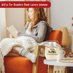 Book Lovers Gifts for Women, When I Think about Books I Touch My Shelf 16Oz Stem