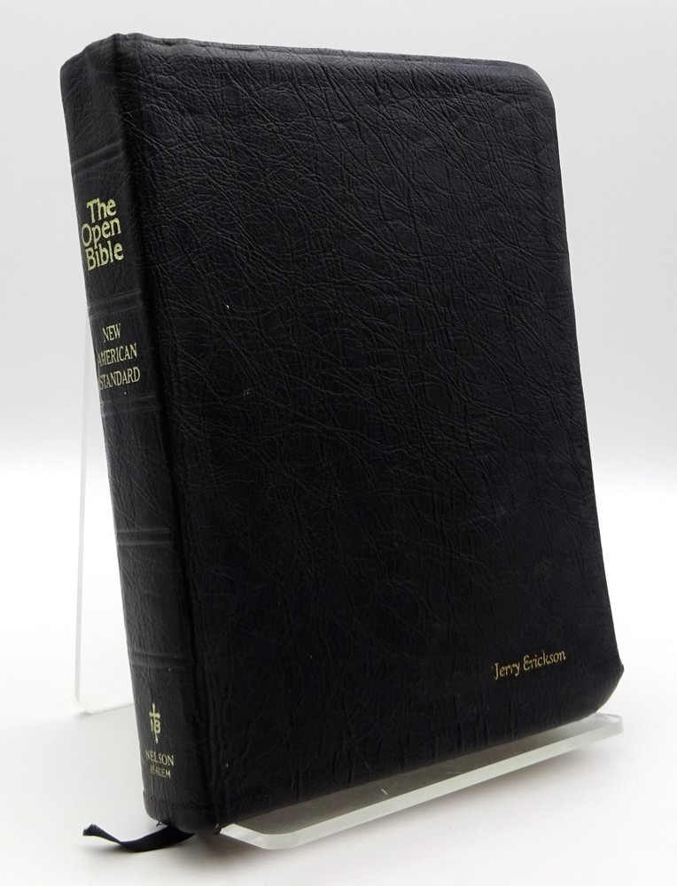 The Open Bible New American Standard Black Genuine Leather Nelson 956DEM 1978
