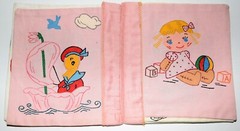 Vintage Rare Handmade Linen Childs Printed 14 Pages Picture Book 8 x 9