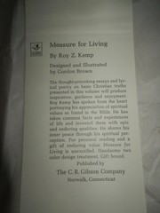 MEASURE FOR LIVING-Devotions & Poems of Affirmation-Roy Z. Kemp 88 Pages