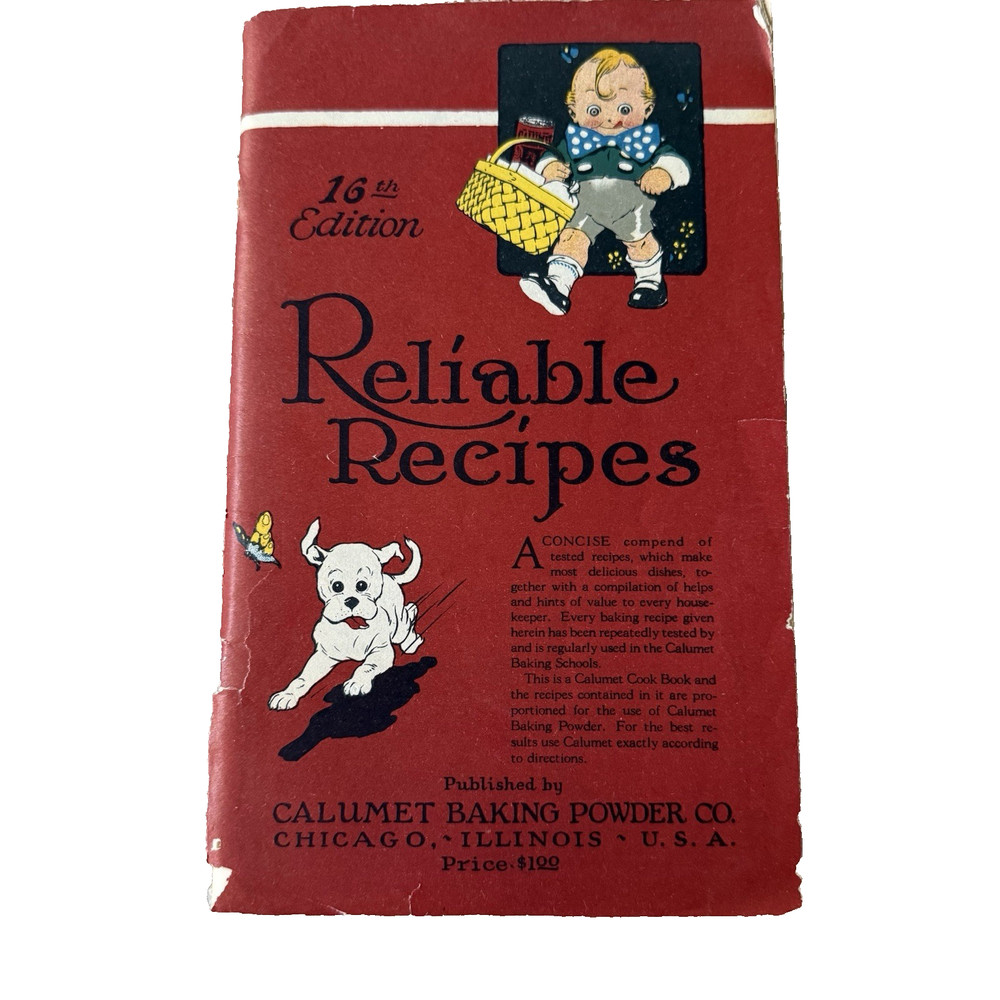 Antique Calumet Baking Powder Cookbook 16 Ed 1920s Recipes Photos Chicago IL vtg