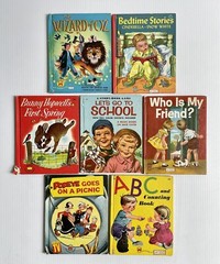 Lot 7 Vintage Children’s Wonder Books- Popeye, Bunny Hopwell, Wizard Of Oz Etc.