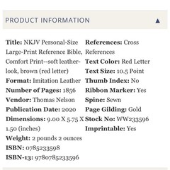 SNAP CLOSURE NKJV LARGE PRINT(10.5pt) Personal Size Brown Leathersoft Bible