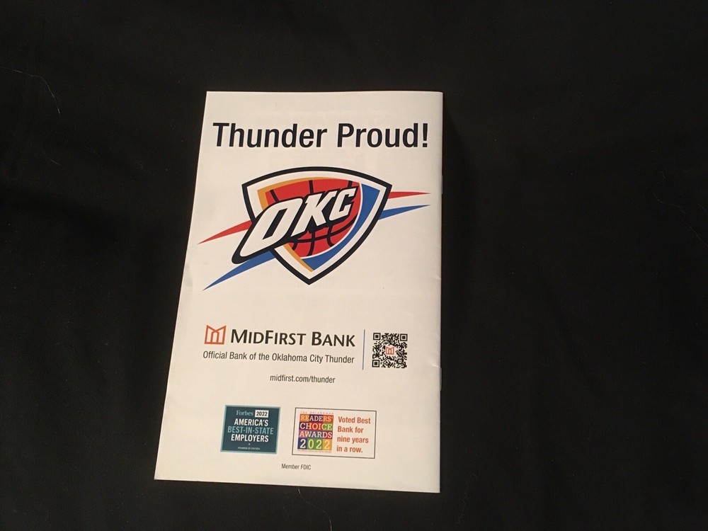 = OKC OKLAHOMA CITY THUNDER OCTOBER 2022 HOME GAME OPENER PAMPHLET PROGRAM