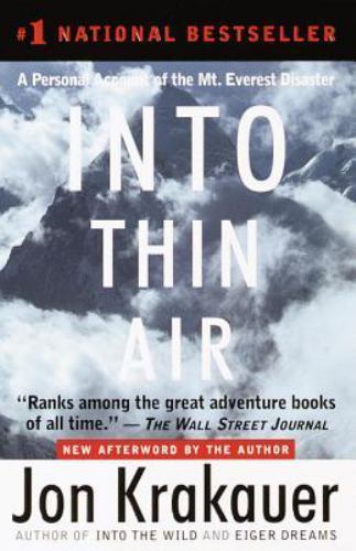INTO THIN AIR Mt. Everest Disaster paperback by Jon Krakauer paperback FREE SHIP