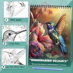Humming Bird Adult Coloring Book Spiral Bound Mindfulness Adult Coloring Book.
