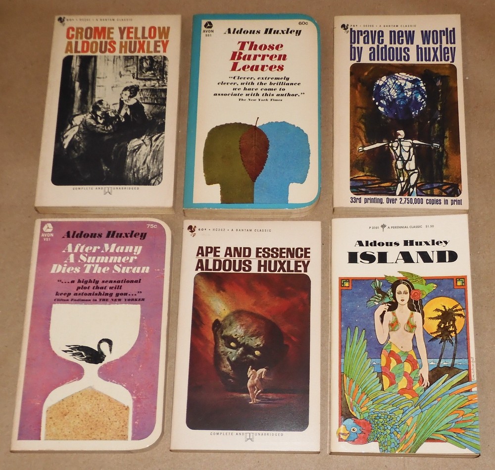 ALDOUS HUXLEY Lot 6 Vintage PBs incl Dystopian SCI-FI : BRAVE NEW WORLD ++ READ!