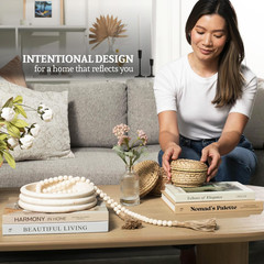 Decorative Books 4Pk Stackable Aesthetic Table Decoration Display Neutral Tones
