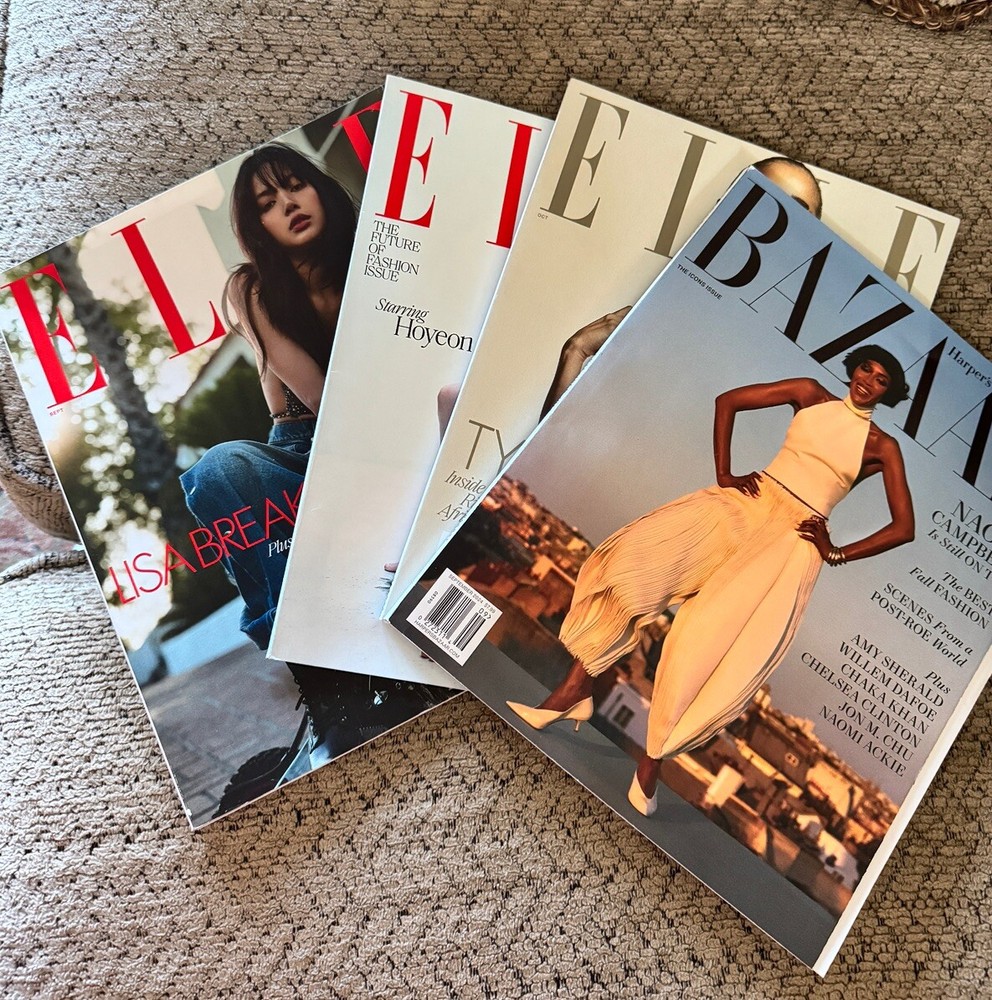 Bulk Fashion 4 Issues -3 ELLE August- October 2024 And 1 Bazaar Magazine