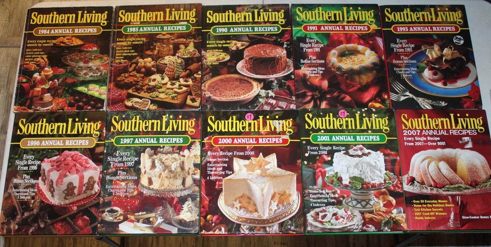 Southern Living Annual Recipes 10 Hardcover Books 1980s,1990s 2000s Oxmoor House