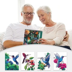 Humming Bird Adult Coloring Book Spiral Bound Mindfulness Adult Coloring Book.