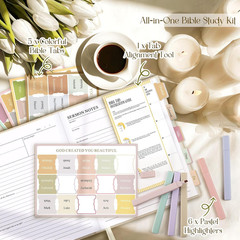 Linen Bible Study Journal for Women with Tabs, Highlighters & Church Notes