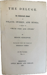 The Deluge Volume 1 by Henryk Sienkiewicz, 1891 First Edition Hardcover