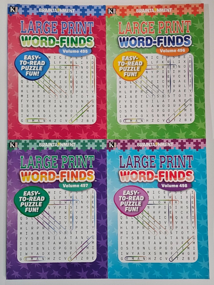 4 New Large Print Word-Finds Puzzle Books Kappa Games Vol #495-498 ~ Search,Hunt