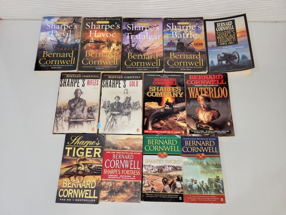 Lot of 13 Sharpe Series Books by Bernard Cornwell Paperback & Hardcover