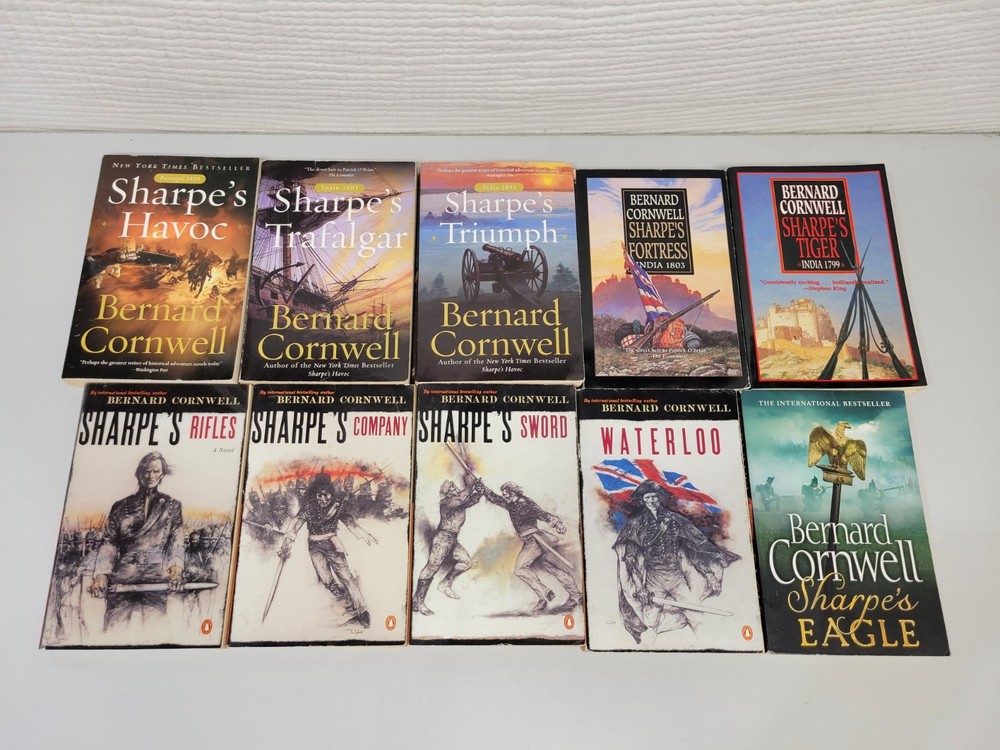 Lot of 10 Sharpe Series Books by Bernard Cornwell Paperback & Hardcover