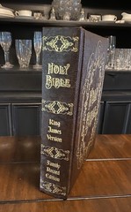 Vintage 1970 Lg.King James Version Red Letter Bible-Gold Gild Faux Leather Bound